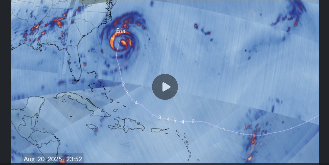 TROPICS's images from Hurricane Erin measured in August '25
